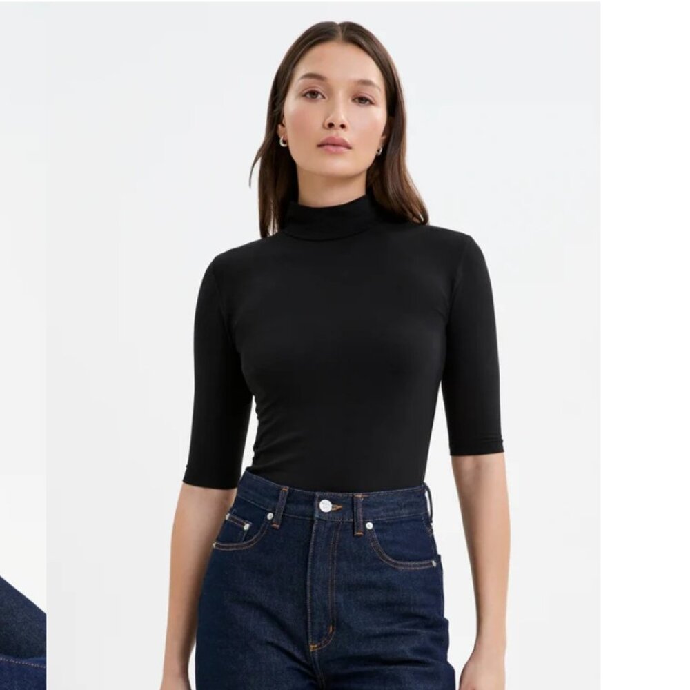 Marcella NYC Ana Mock Neck Top - Black, XS